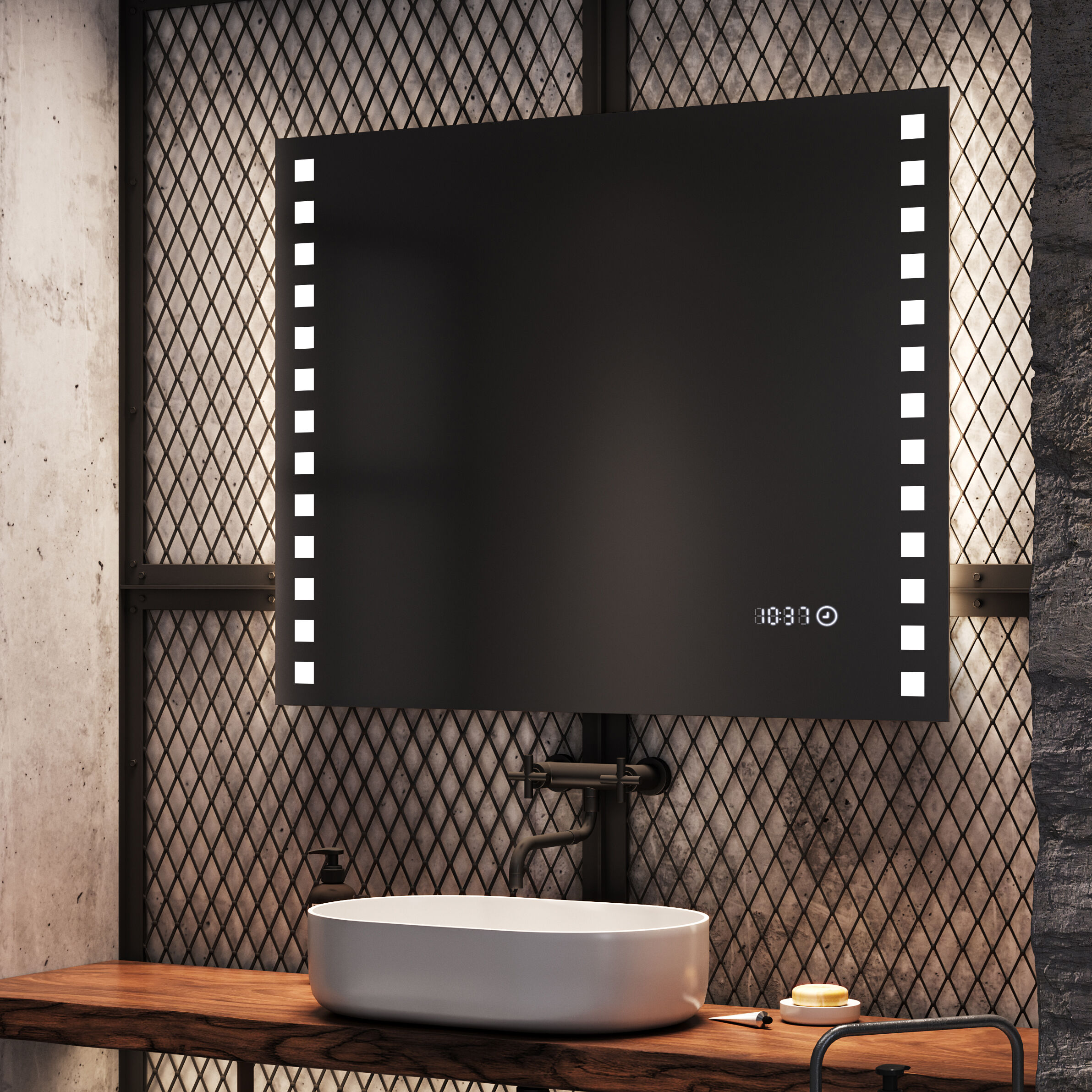 Artforma Rechteckig Badspiegel mit LED Beleuchtung Wandspiegel Badezimmerspiegel Spiegel L03