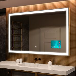 Artforma Badeværelsesspejl med lys L01 til væg 60x80 med Kosmetisk spejl, Wi-Fi-vejrstation