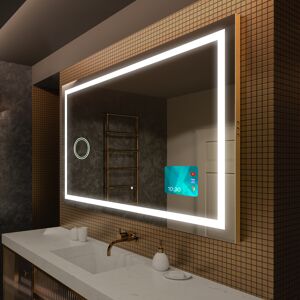Artforma Moderne smart spejl med lys L15 til badeværelse med messing ramme, SmartPanel, AppleScreen, Kosmetisk spejl