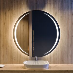 Artforma Rundt vægspejle til badeværelse med LED lys L99 makeup spejl med lys med Kosmetisk spejl, Wi-Fi-vejrstation