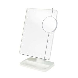 UNIQ Hollywood Spejl Med LED Lys + Lille Spejl Med 10 x Forstørrelse - Hvid