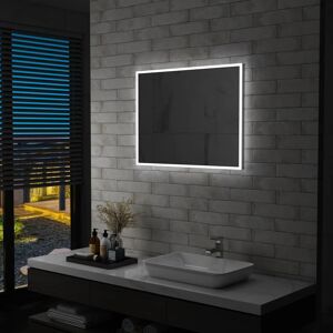 vidaXL vægspejl med LED til badeværelset 80 x 60 cm