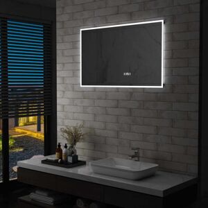 vidaXL badeværelsesspejl LED m. touch og tidsdisplay 100x60 cm