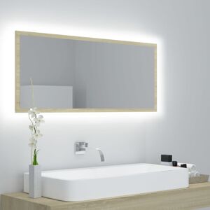 vidaXL badeværelsesspejl med LED-lys 100x8,5x37 cm akryl sonoma-eg