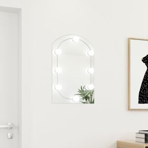 vidaXL spejl med LED-lamper 60x40 cm buet glas