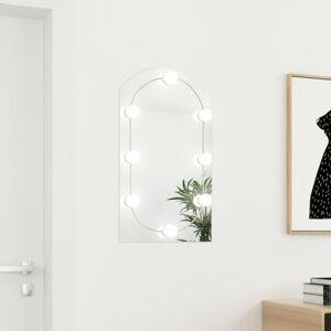 vidaXL spejl med LED-lamper 70x40 cm buet glas