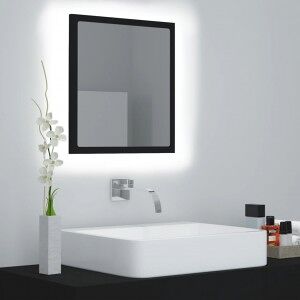 vidaXL Espejo De Baño Acrílico Negro Brillo 40x8.5x37 Cm