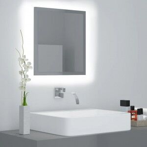 vidaXL Espejo De Baño Madera Contrachapada Gris Brillo 40x8.5x37 Cm