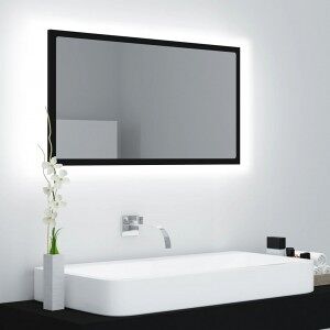 vidaXL Espejo Baño Led Negro Acrílico 80x8.5x37 Cm