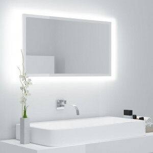 vidaXL Espejo De Baño Acrílico Blanco Brillo 80x8.5x37 Cm
