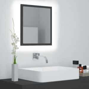 vidaXL Espejo De Baño Acrílico Gris Brillo 40x8.5x37 Cm