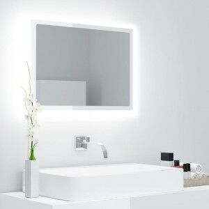 vidaXL Espejo De Baño Acrílico Blanco Brillo 60x8.5x37 Cm