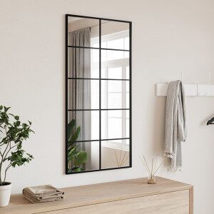 vidaXL Espejo De Pared Rectangular De Hierro Negro 50x100 Cm