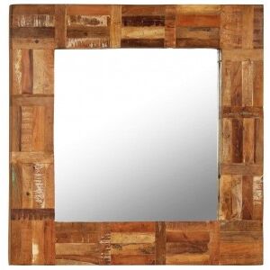 vidaXL Espejo De Pared Madera Maciza De Traviesas Del Tren 60x60 Cm