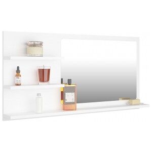 vidaXL Espejo De Baño Madera Contrachapada Blanco 90x10.5x45 Cm