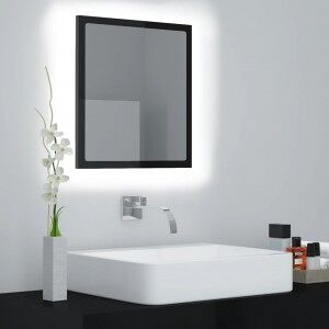vidaXL Espejo De Baño Acrílico Negro Brillo 40x8.5x37 Cm