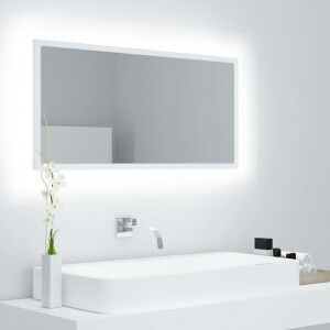 vidaXL Espejo De Baño Led Acrílico Blanco 90x8.5x37 Cm