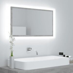 vidaXL Espejo De Baño Acrílico Gris Hormigón 80x8.5x37 Cm