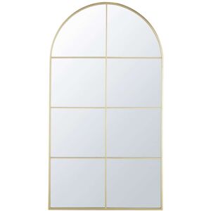 Maisons du Monde Espejo ventana grande en arco de metal dorado 90 x 165