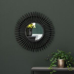 Decoclico Espejo con forma de sol de ratán negro