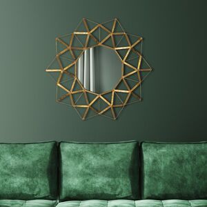 WOMO-DESIGN Espejo de pared decorativo dorado, Ø 75 cm, de cristal