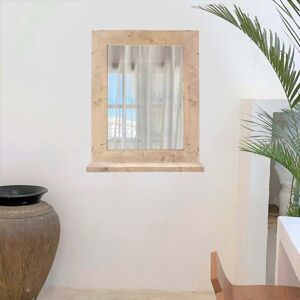 NATYAL Espejo de pared de madera maciza con balda en tonos claros 68x88cm