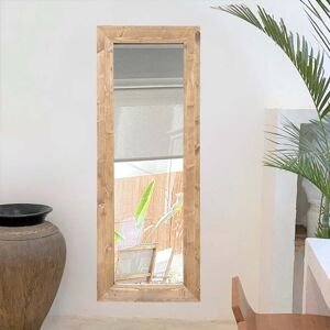 NATYAL Espejo rectangular de madera maciza en tonos claros 154x54cm