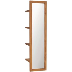 vidaXL Espejo de pared con estantes madera de teca maciza 30x30x120 cm