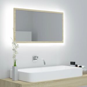 vidaXL Espejo de baño acrílico color roble Sonoma 80x8,5x37 cm