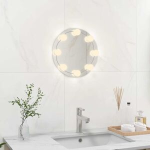 vidaXL Espejo de pared sin marco con luces LED redondo de vidrio