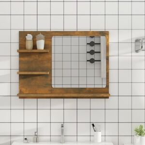 vidaXL Espejo de baño madera contrachapada roble ahumado 60x10,5x45 cm