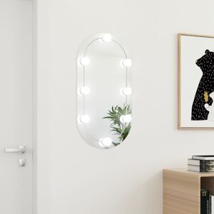 vidaXL Espejo con luces LED vidrio ovalado 80x40 cm
