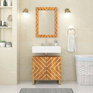 vidaXL Espejo de baño madera maciza mango marrón y cristal 50x70x3 cm