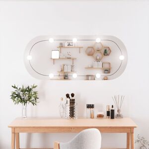 vidaXL Espejo de pared ovalado con luces LED vidrio 25x60 cm