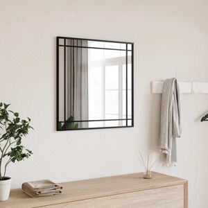 vidaXL Espejo de pared cuadrado de hierro negro 50x50 cm