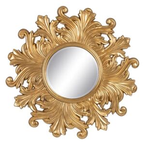 LOLAhome Espejo moldura de Flor de Lis de plástico dorado y cristal de Ø 114 cm