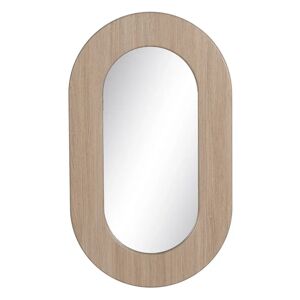 LOLAhome Espejo oval con moldura de madera natural y cristal de 50x85 cm