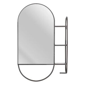 LOLAhome Espejo ovalado con estante negro de metal y cristal de 51x14x80 cm