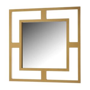 LOLAhome Espejo geométrico cuadrado de plástico dorado de 40x40 cm