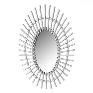 LOLAhome Espejo ovalado con varillas plateado de plástico de 34x49 cm