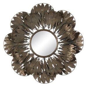 LOLAhome Espejo flor oro viejo de cristal y metal de Ø 69 cm