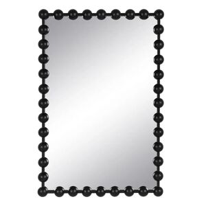 LOLAhome Espejo rectangular de cristal con marco de esferas negro de metal de 60x90 cm