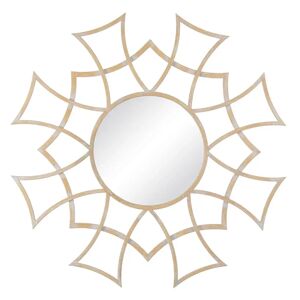 LOLAhome Espejo arabesco blanco y natural de metal de Ø 70 cm