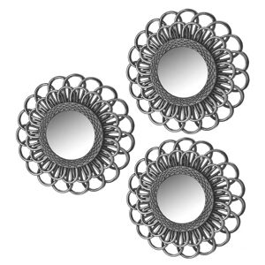 LOLAhome Set de 3 espejos de flor plateados de plástico de Ø 25 cm