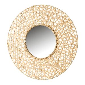 LOLAhome Espejo Sol trenzado de ratán natural de Ø 55 cm