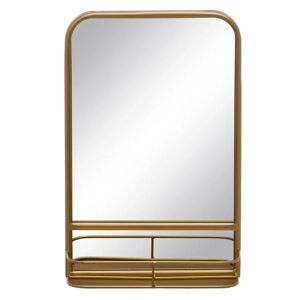 LOLAhome Espejo con estante dorado de metal de 31x47 cm