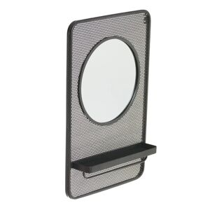 LOLAhome Espejo con estante negro de metal y cristal de 80x14x53 cm