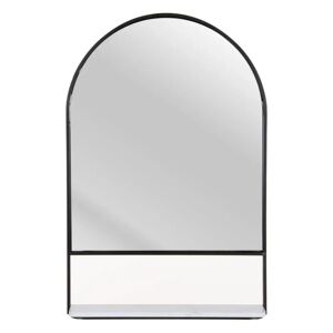 LOLAhome Espejo con estante negro de metal y cristal de 60x90 cm