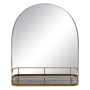 LOLAhome Espejo con estante dorado de metal de 40x46 cm