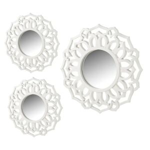 LOLAhome Set de 3 espejos flor blancos con moldura de plástico PP